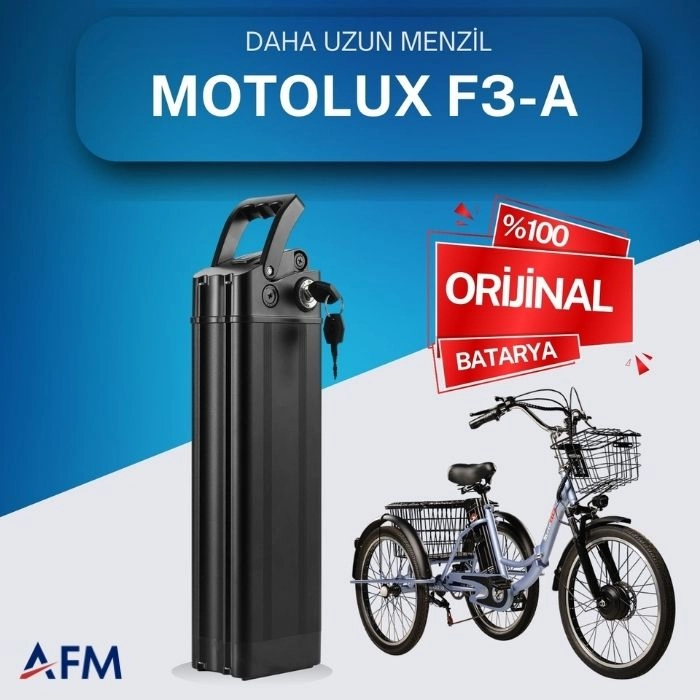 MOTOLUX F3-A  48 Volt Batarya Orjinal Yedek Akü - Elektrikli Bisiklet Pili