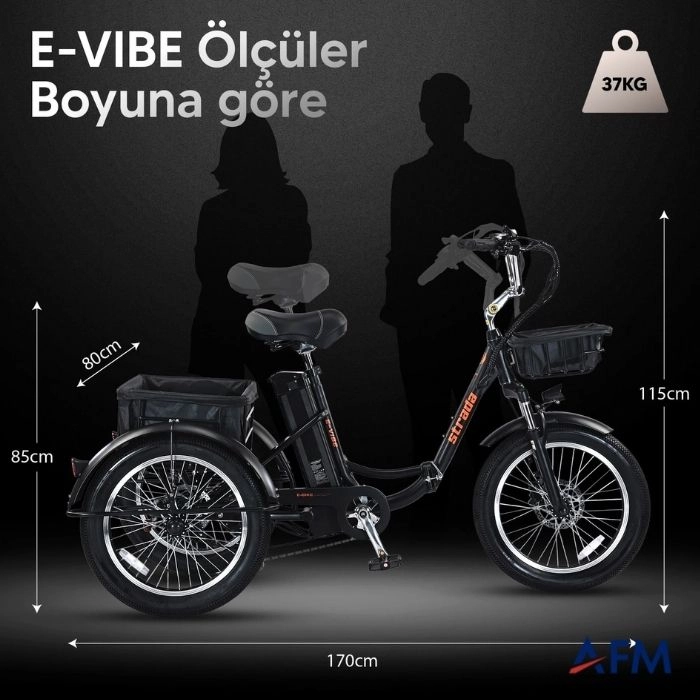 STRADA E-VİBE KREM 48V 13.6Ah ÜÇ TEKERLEKLİ ELEKTRİKLİ BİSİKLET
