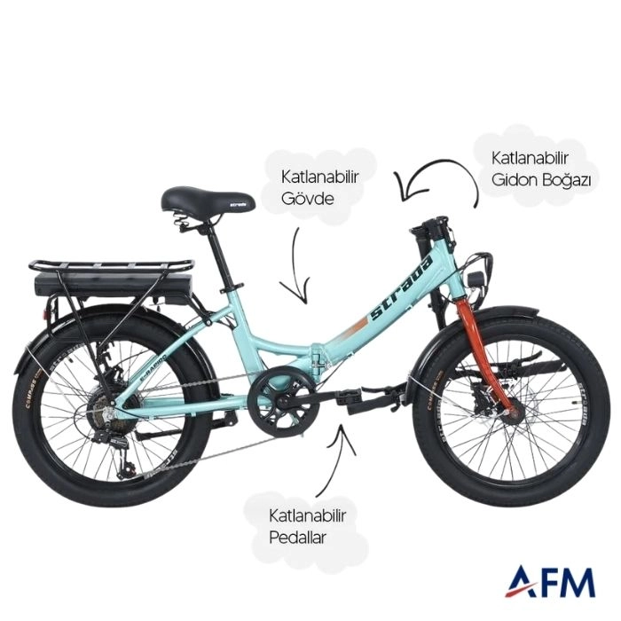 STRADA E-RAPIDO TURKUAZ 36V 10.4Ah ELEKTRİKLİ BİSİKLET
