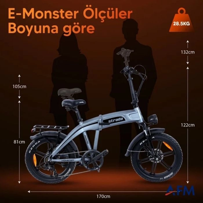 STRADA E-MONSTER TURUNCU 48V 12.8Ah ELEKTRİKLİ BİSİKLET