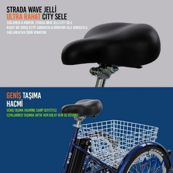 STRADA E-VO BORDO 36V 13Ah ÜÇ TEKERLEKLİ ELEKTRİKLİ BİSİKLET
