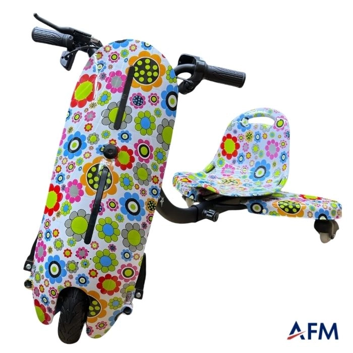 RYDER STAR DRİFT CAR AY ÇİÇEĞİ GRAFİTİ DESEN 24V 250 WATT ELEKTRİKLİ DRİFT SCOOTER