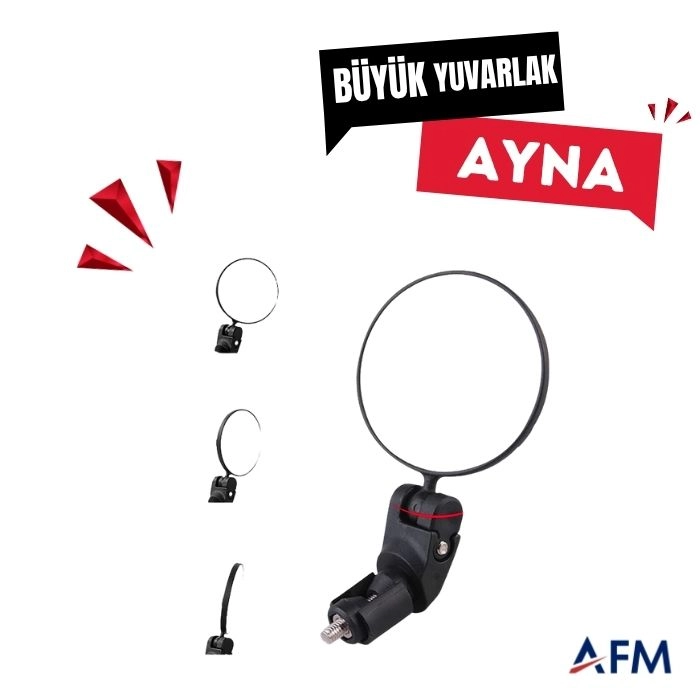 Bisiklet Dikiz Aynası, Geniş Açılı Mercekli Dekor Ayna Yuvarlak 4010