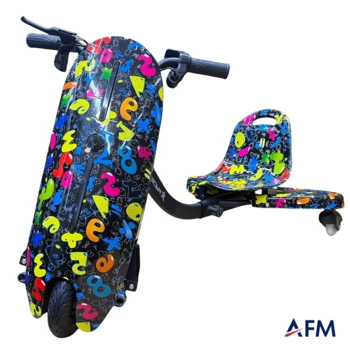 RYDER STAR DRİFT CAR RENKLİ SAYILAR GRAFİTİ DESEN 24V 250 WATT ELEKTRİKLİ DRİFT SCOOTER