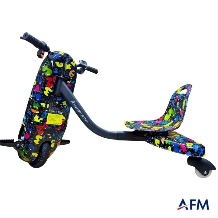 RYDER STAR DRİFT CAR RENKLİ SAYILAR GRAFİTİ DESEN 24V 250 WATT ELEKTRİKLİ DRİFT SCOOTER