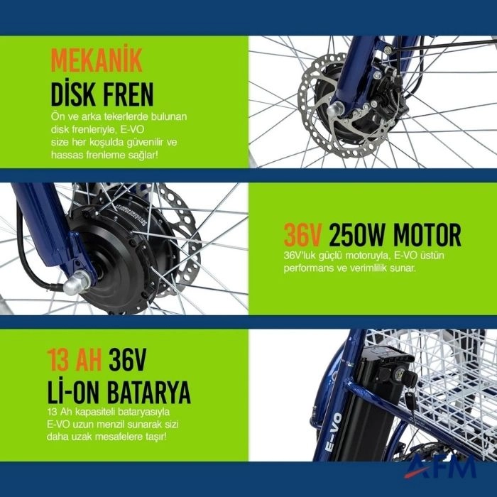 STRADA E-VO BORDO 36V 13Ah ÜÇ TEKERLEKLİ ELEKTRİKLİ BİSİKLET