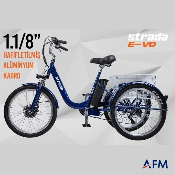 STRADA E-VO LACİVERT 36V 13Ah ÜÇ TEKERLEKLİ ELEKTRİKLİ BİSİKLET