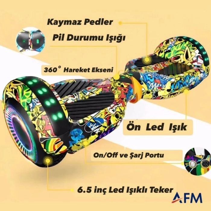 RYDER STAR HOVERBOARD BANG BANG DESEN 36V 250 WATT X2 ELEKTRİKLİ DENGELİ KAYKAY