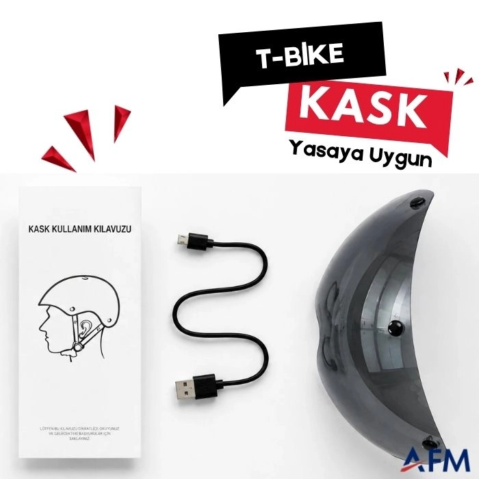 T-Bike Vizörlü – Yasaya Uygun Elektrikli Bisiklet Kask Model 2