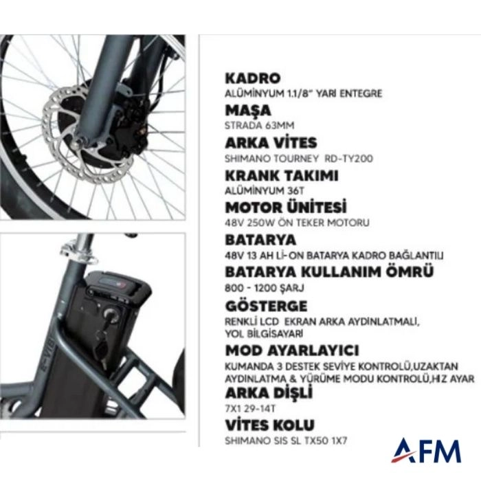 STRADA E-VİBE GRİ 48V 13.6Ah ÜÇ TEKERLEKLİ ELEKTRİKLİ BİSİKLET