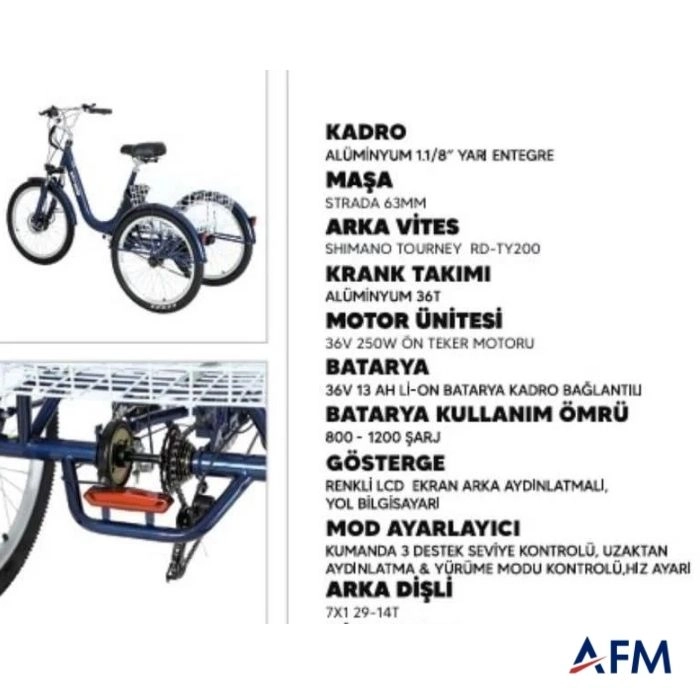 STRADA E-VO KREM 36V 13Ah ÜÇ TEKERLEKLİ ELEKTRİKLİ BİSİKLET