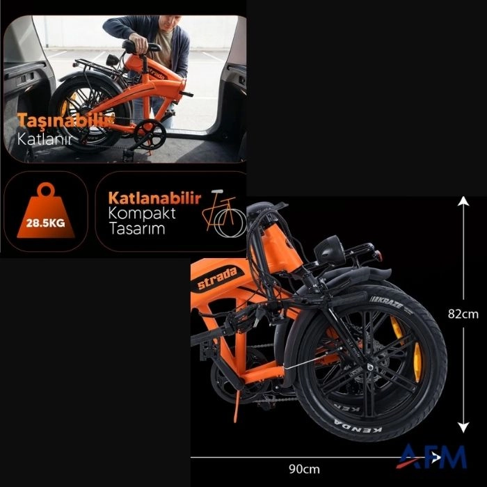 STRADA E-MONSTER KIRMIZI 48V 12.8Ah ELEKTRİKLİ BİSİKLET