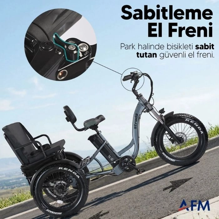 STRADA E-TRIO GRİ 48V 17.4Ah ÜÇ TEKERLEKLİ ELEKTRİKLİ BİSİKLET