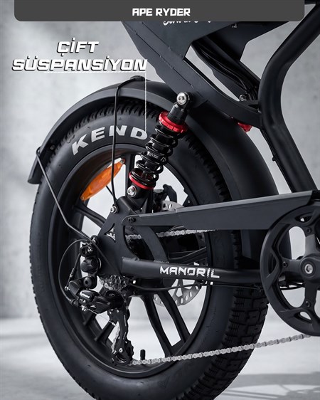 APE RYDER MANDRILL SİYAH 48V 15Ah ELEKTRİKLİ BİSİKLET