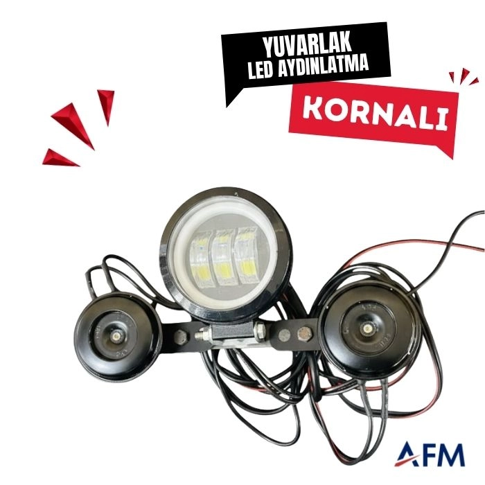 OFFROAD Mercekli Yuvarlak Led Aydınlatma Far Çift Korna Seti Standart