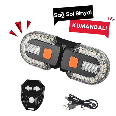 Bisiklet Sağ Sol Sinyal Lambası Kumandalı-Bisiklet Işığı